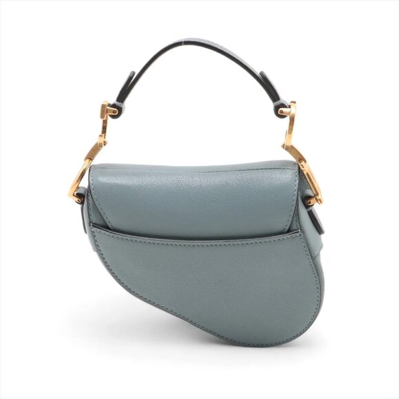 Christian Dior Saddle Bag Leather Shoulder bag Blue - Picture 2 of 9